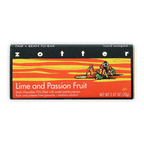 Zotter Lime & Passion Fruit 70% chocolate bar in vibrant wrapper