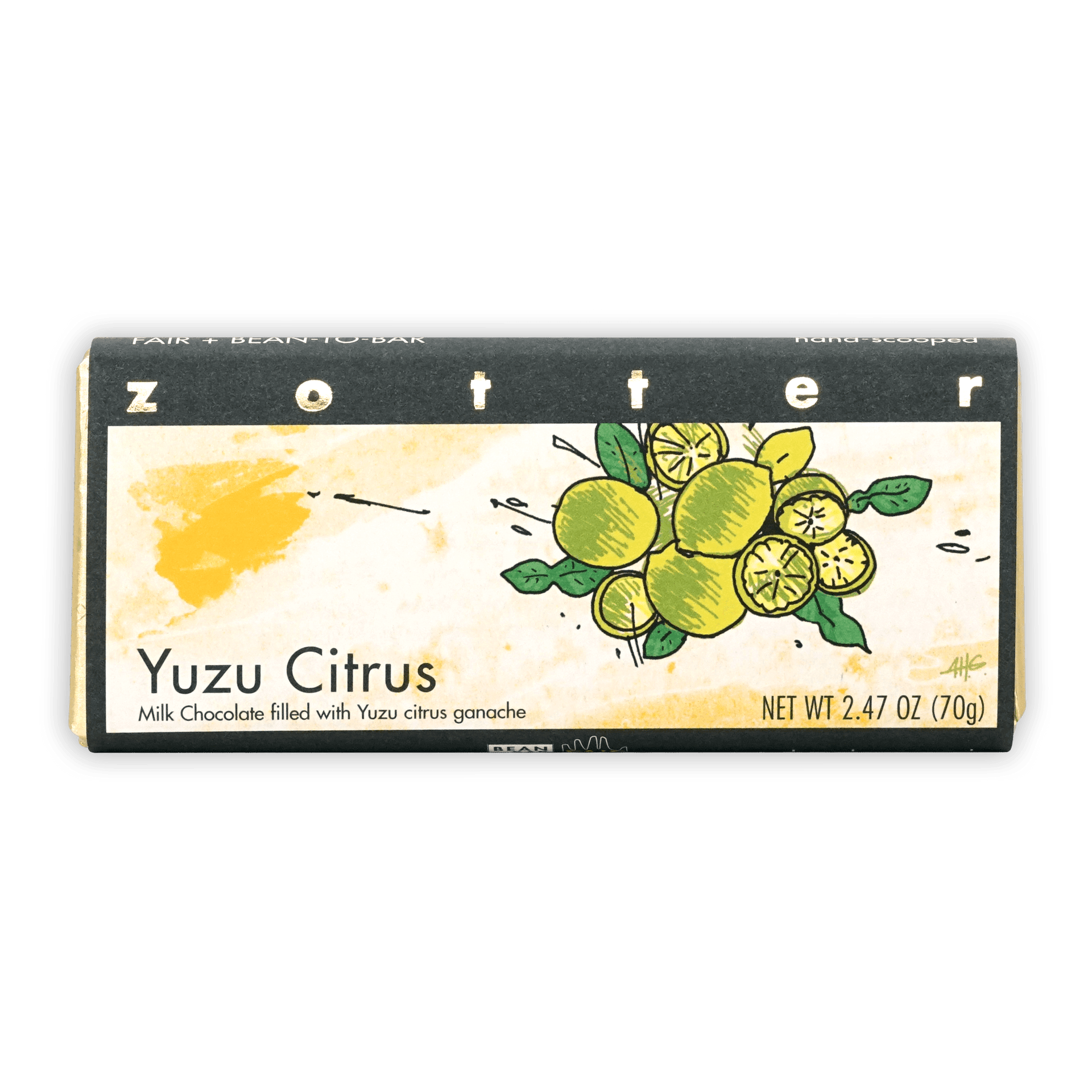 Zotter Yuzu Citrus 50% Filled Milk Chocolate Bar