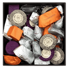 Guido Gobino assorted chocolate truffles in colorful foils, XL cube box