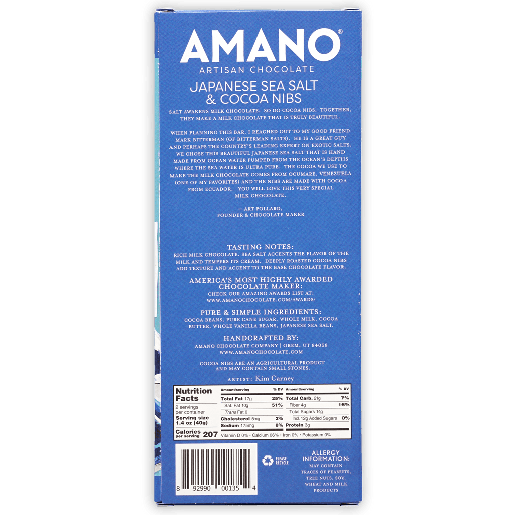 Amano Milk Japanese Sea Salt & Nibs artisan chocolate box