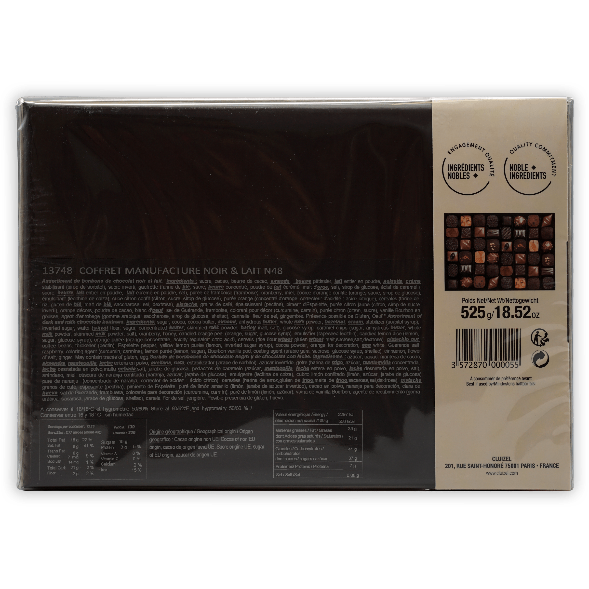 Michel Cluizel 48-piece black cream chocolate bonbons gift box