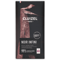 Michel Cluizel Noir Infini 99% dark chocolate bar with bronze figure