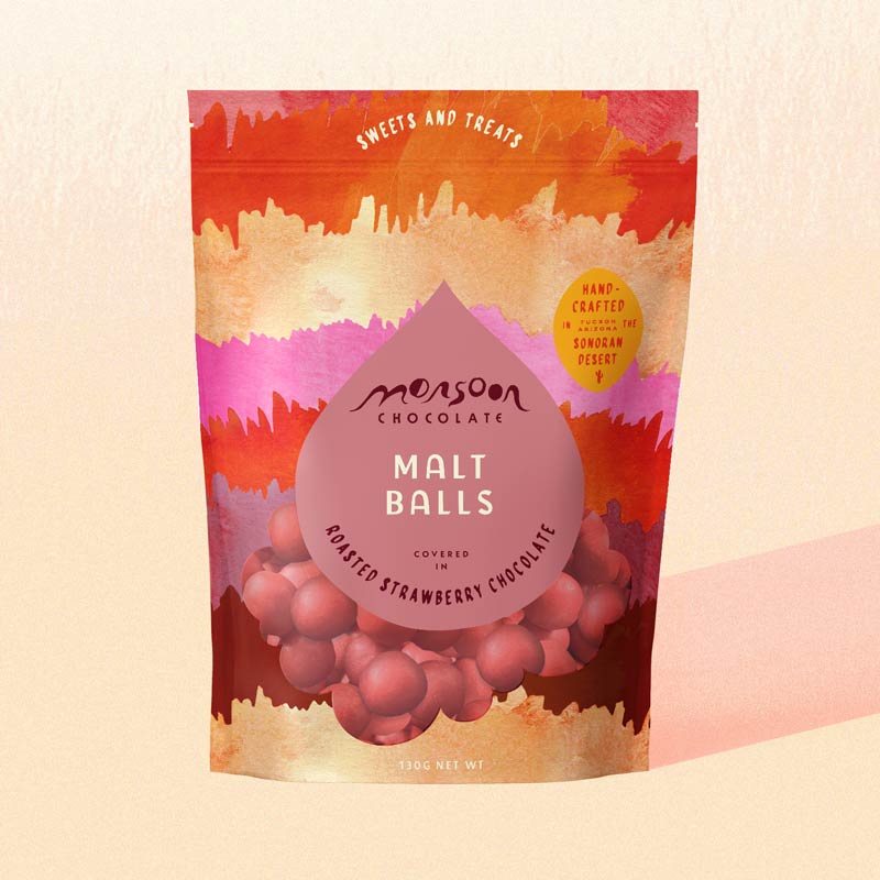 Monsoon White Roasted Strawberry Covered Malt Balls