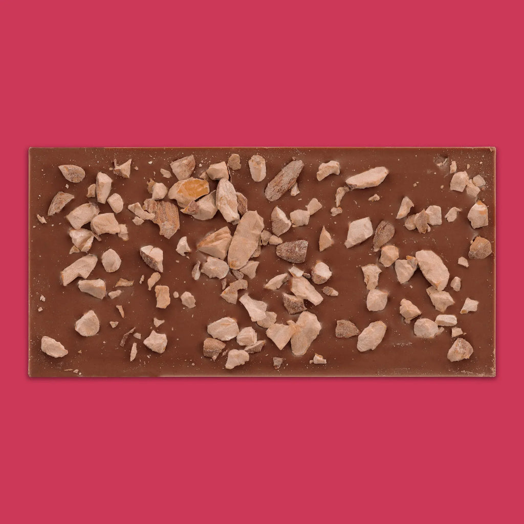 Omnom Sea Salted Almonds + Milk 45% chocolate bar with almonds