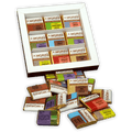 A. Morin dark chocolate tasting box with 27 colorful foil bars