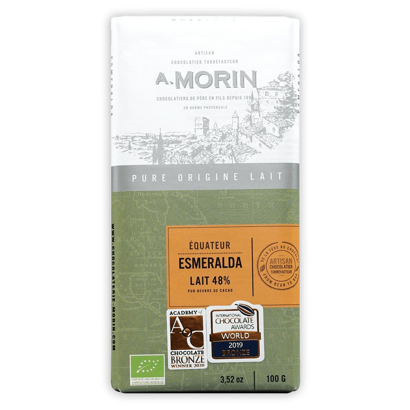 A. on A. Morin Equateur Esmeralda Milk 48% chocolate bar