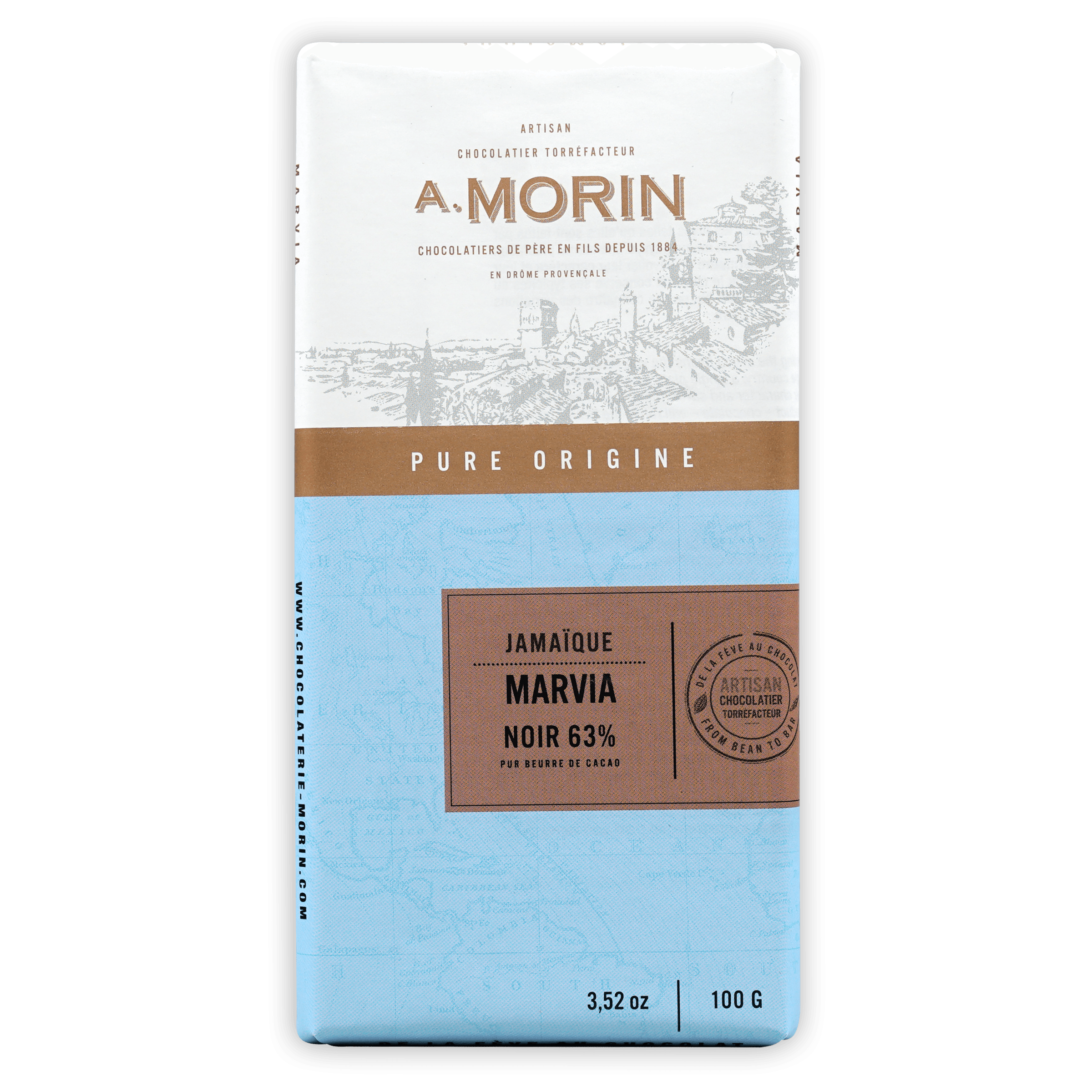 A. label on A. Morin Jamaique Marvia 63% rum bottle