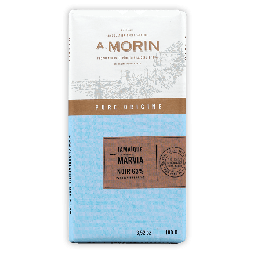 A. label on A. Morin Jamaique Marvia 63% rum bottle