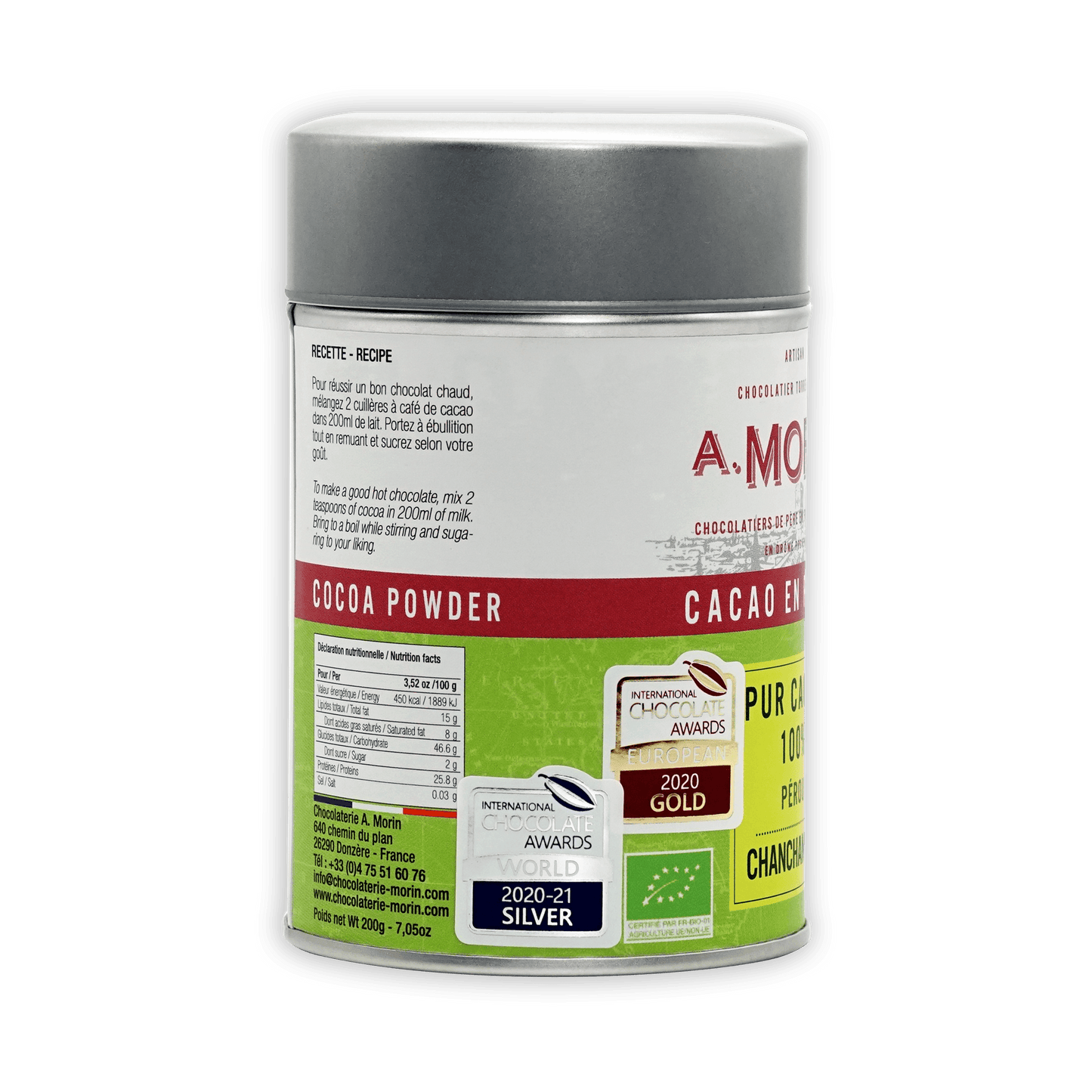 A. Morin Peru Cocoa Powder 100% Tin