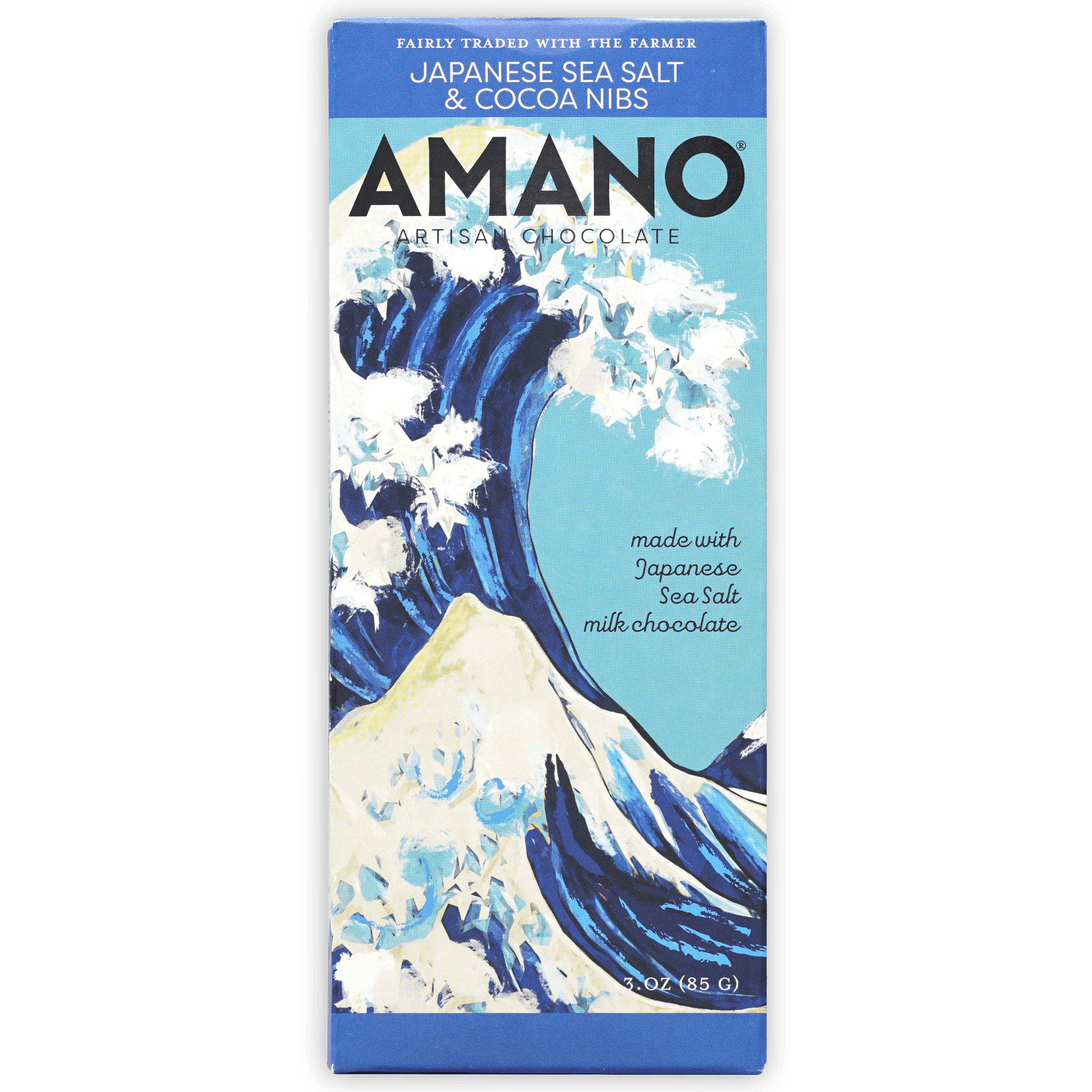 Amano Milk Japanese Sea Salt & Nibs bar with Mt. Fuji illustration