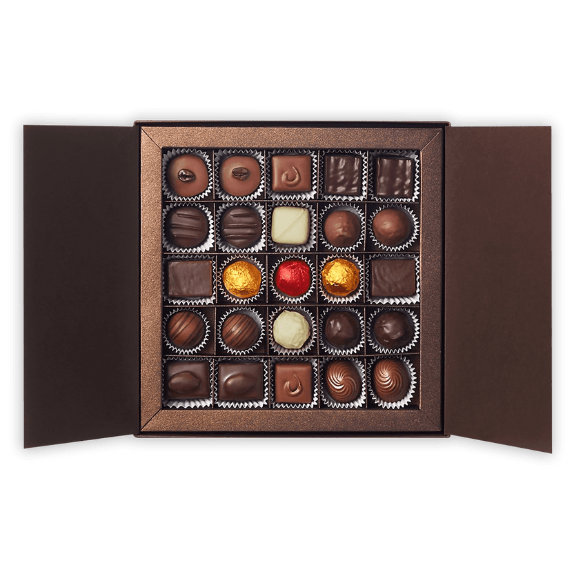 Amedei chocolate pralines gift box with 25 pcs in luxurious dark brown box