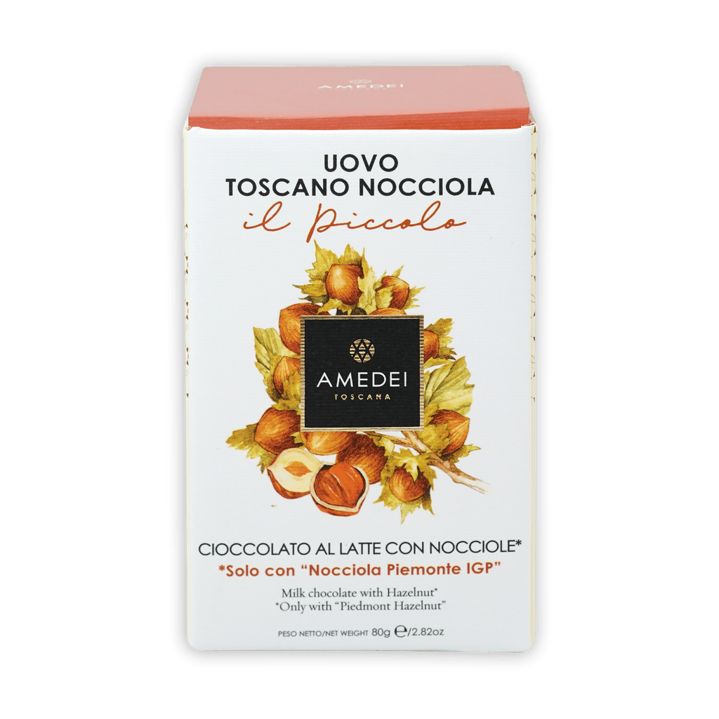 Amedei Toscana Il Piccolo milk chocolate bar in Easter egg hazelnut box