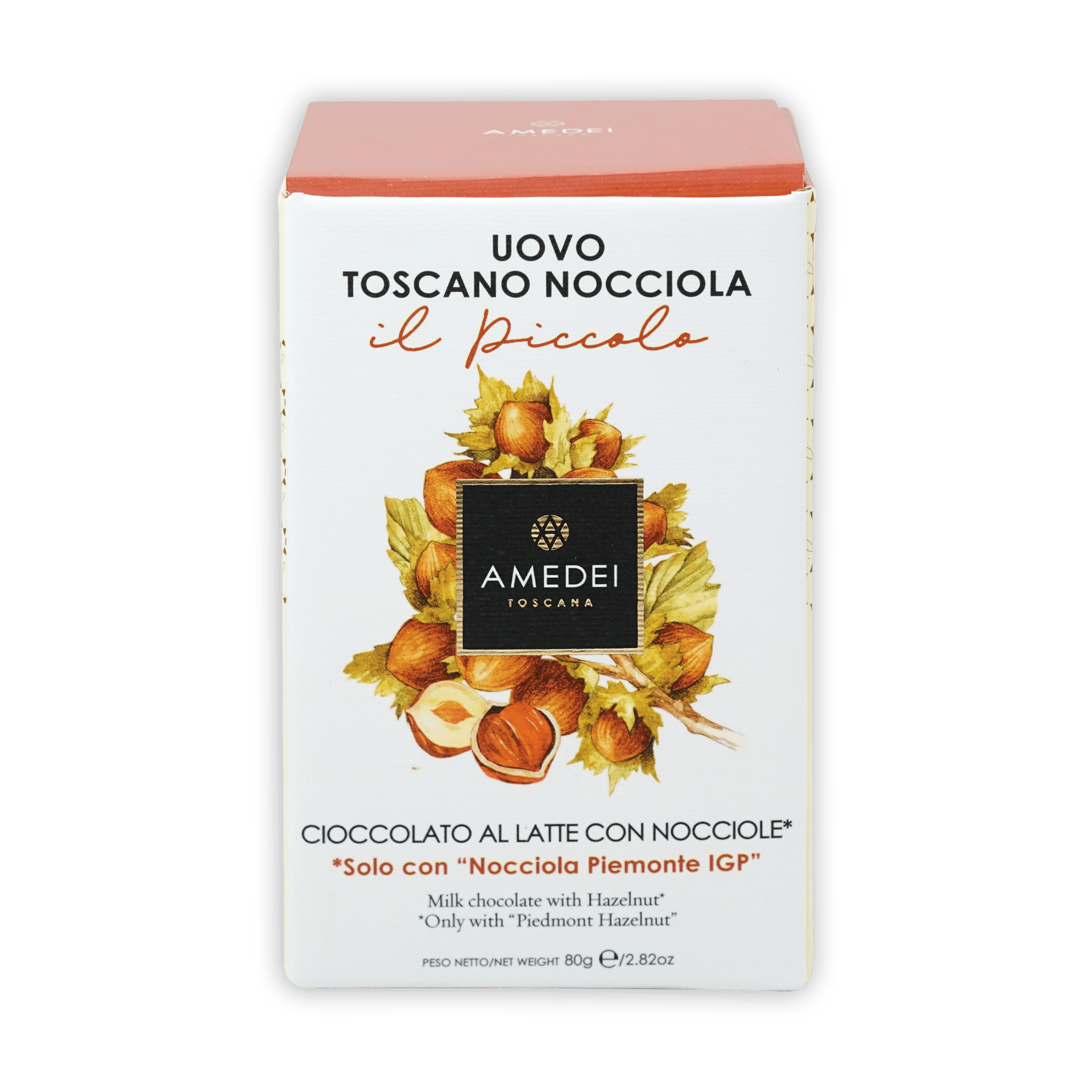 Amedei Toscana Il Piccolo milk chocolate bar in Easter egg hazelnut box