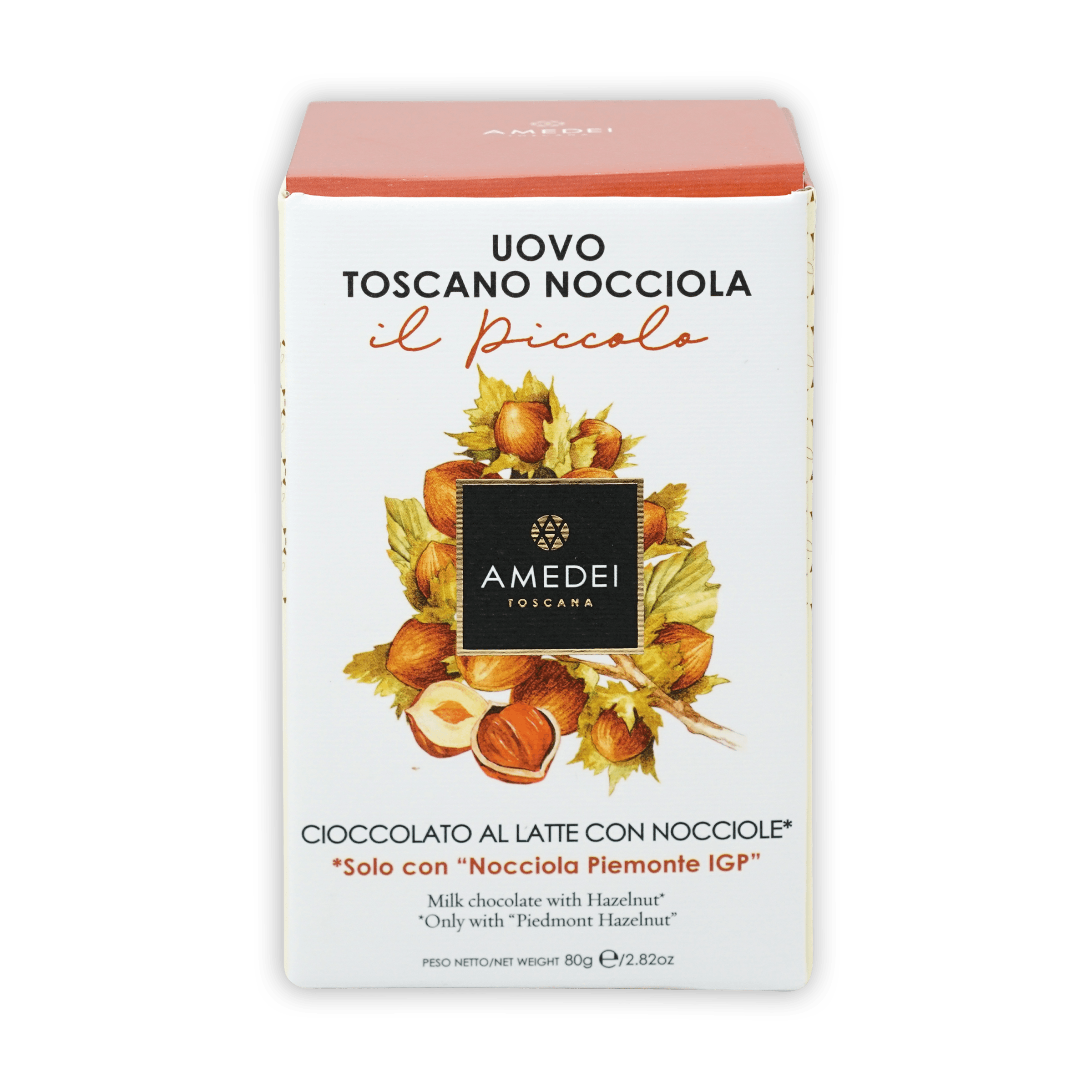 Amedei Toscana Il Piccolo milk chocolate bar in Easter egg hazelnut box