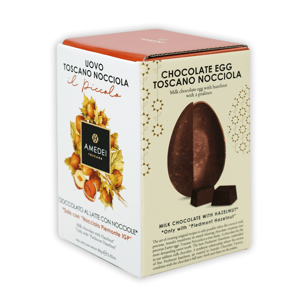 Amedei Toscana milk chocolate hazelnut Easter egg in white orange box