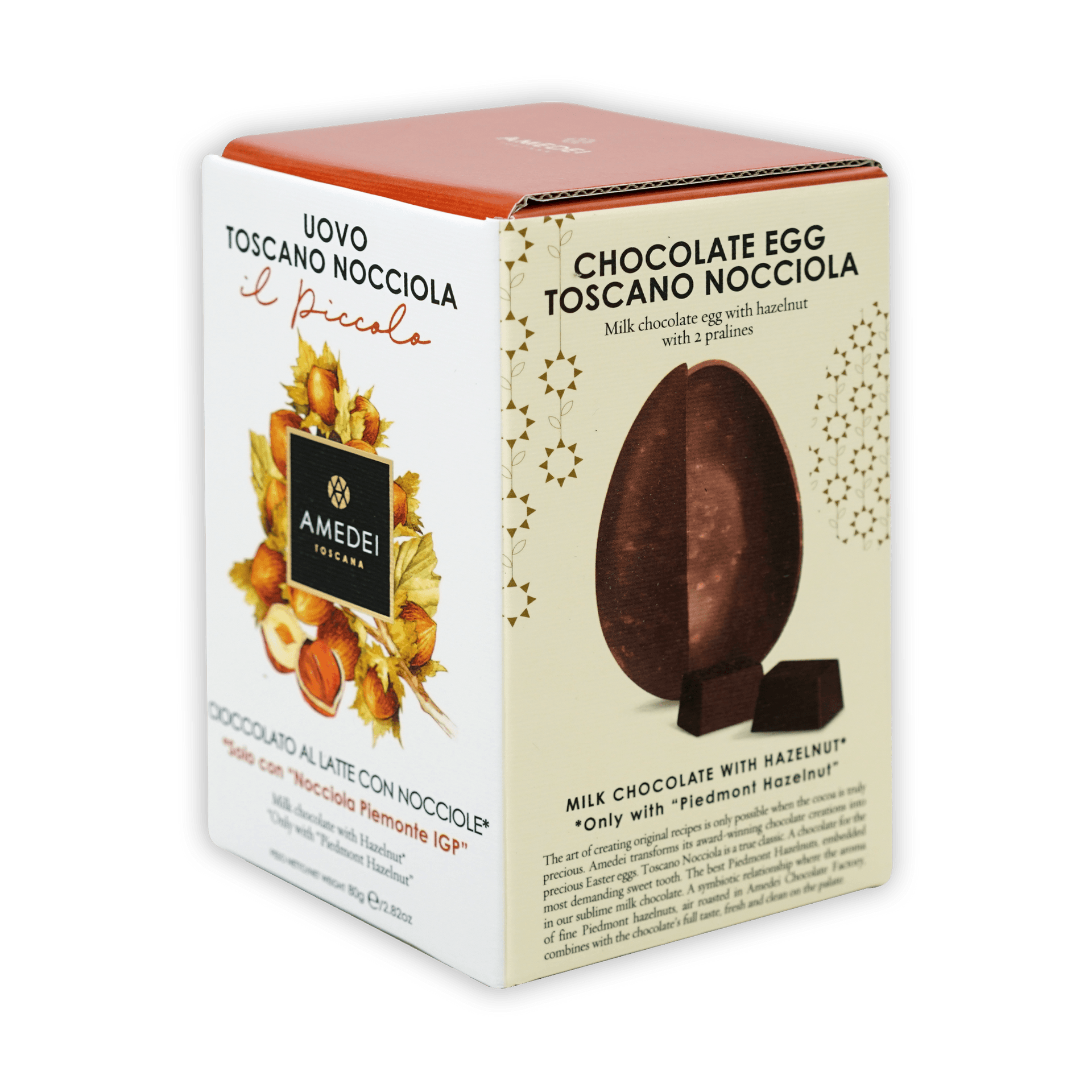 Amedei Toscana milk chocolate hazelnut Easter egg in white orange box