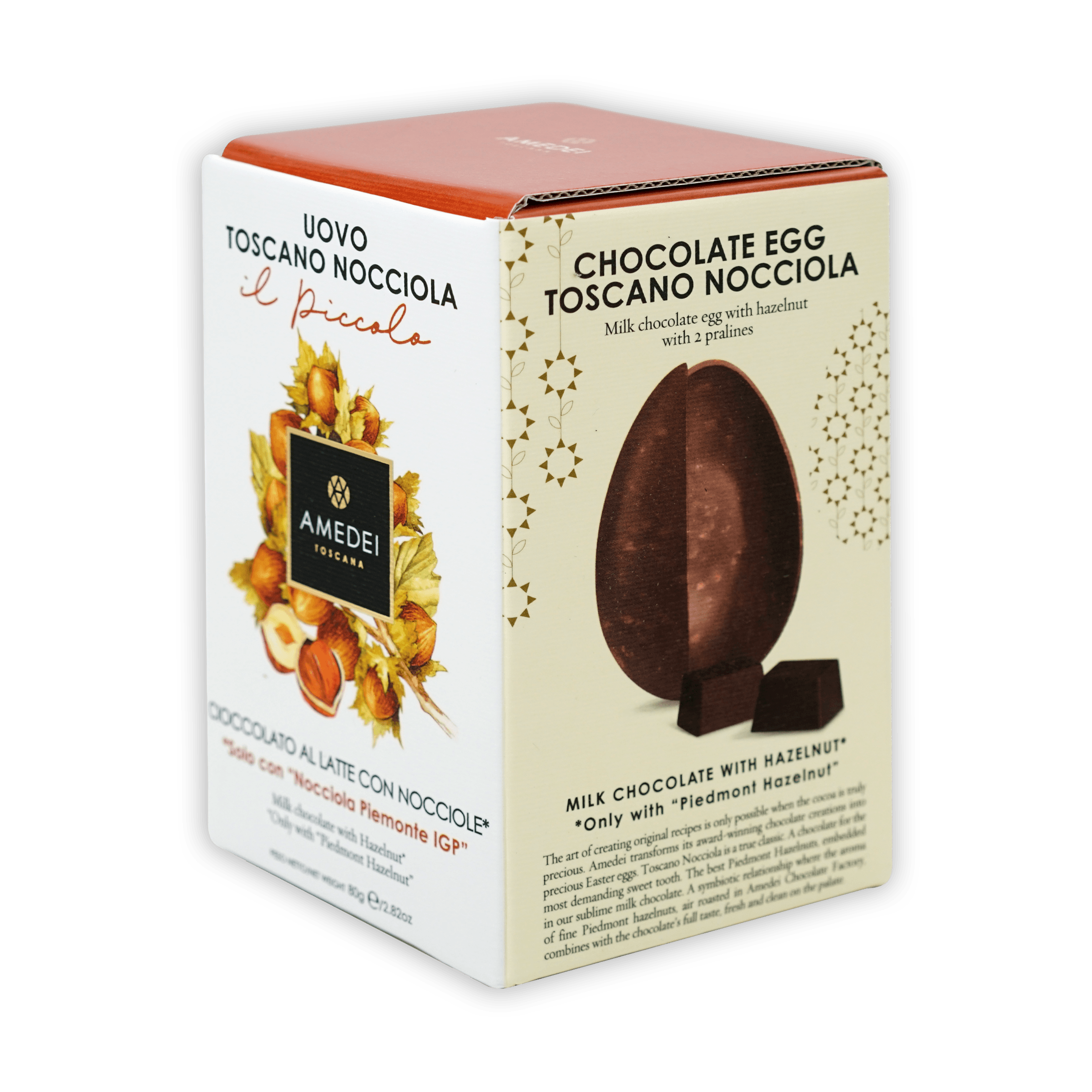 Amedei Toscana milk chocolate hazelnut Easter egg in white orange box