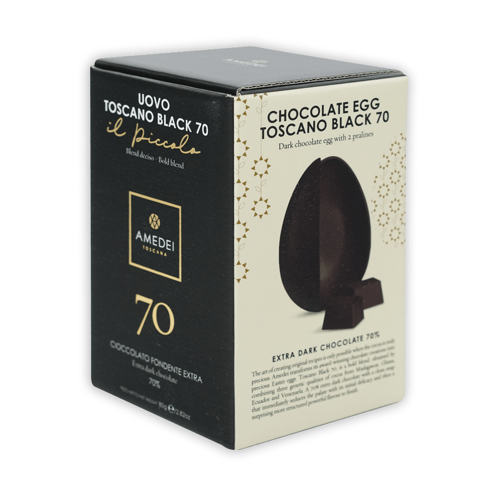 Amedei Toscana Black 70% Easter egg in elegant box with pralines