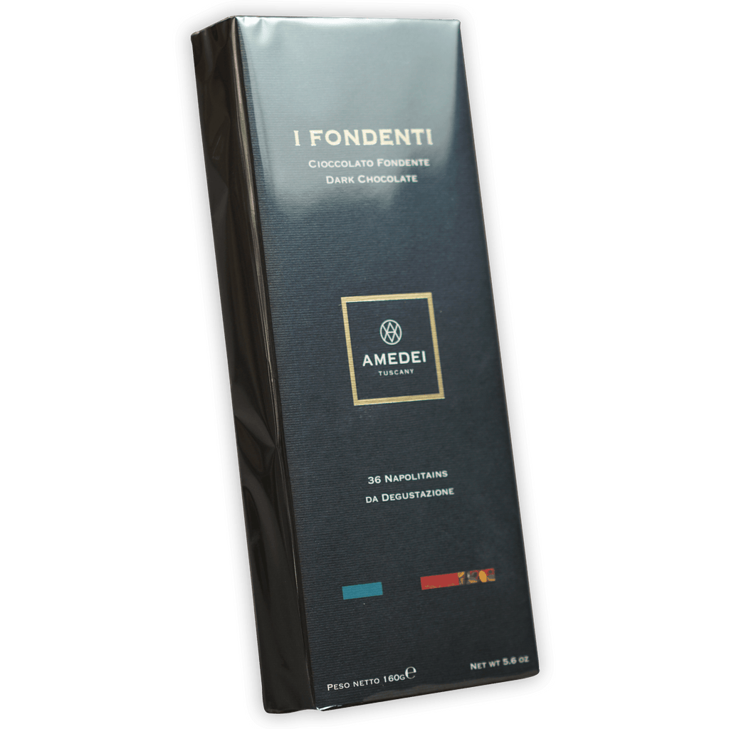 Amedei Napolitains I Fondenti sleek black dark chocolate bar with gold logo
