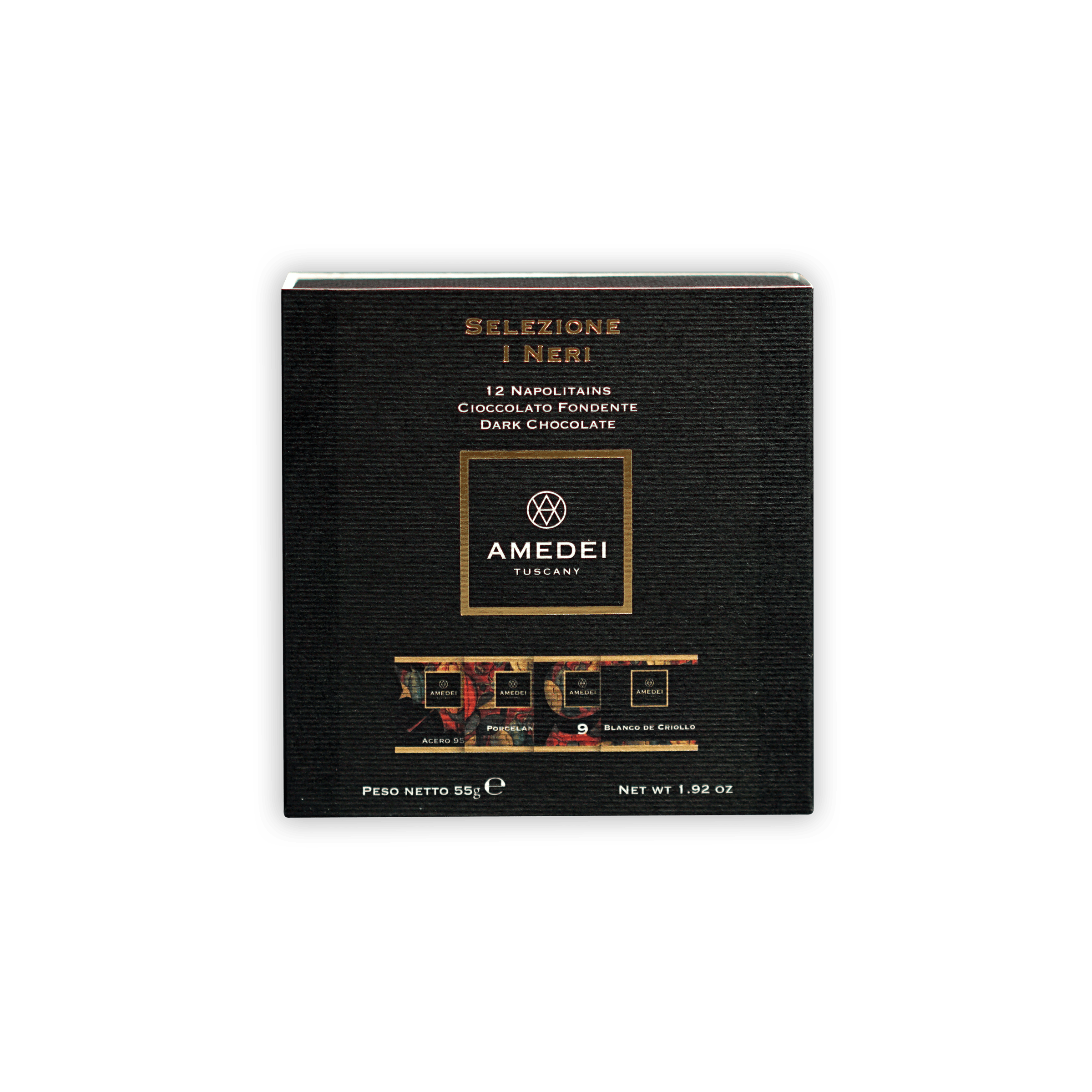 Amedei Tuscany Napolitains I Neri 70% dark chocolate black box 12 pcs