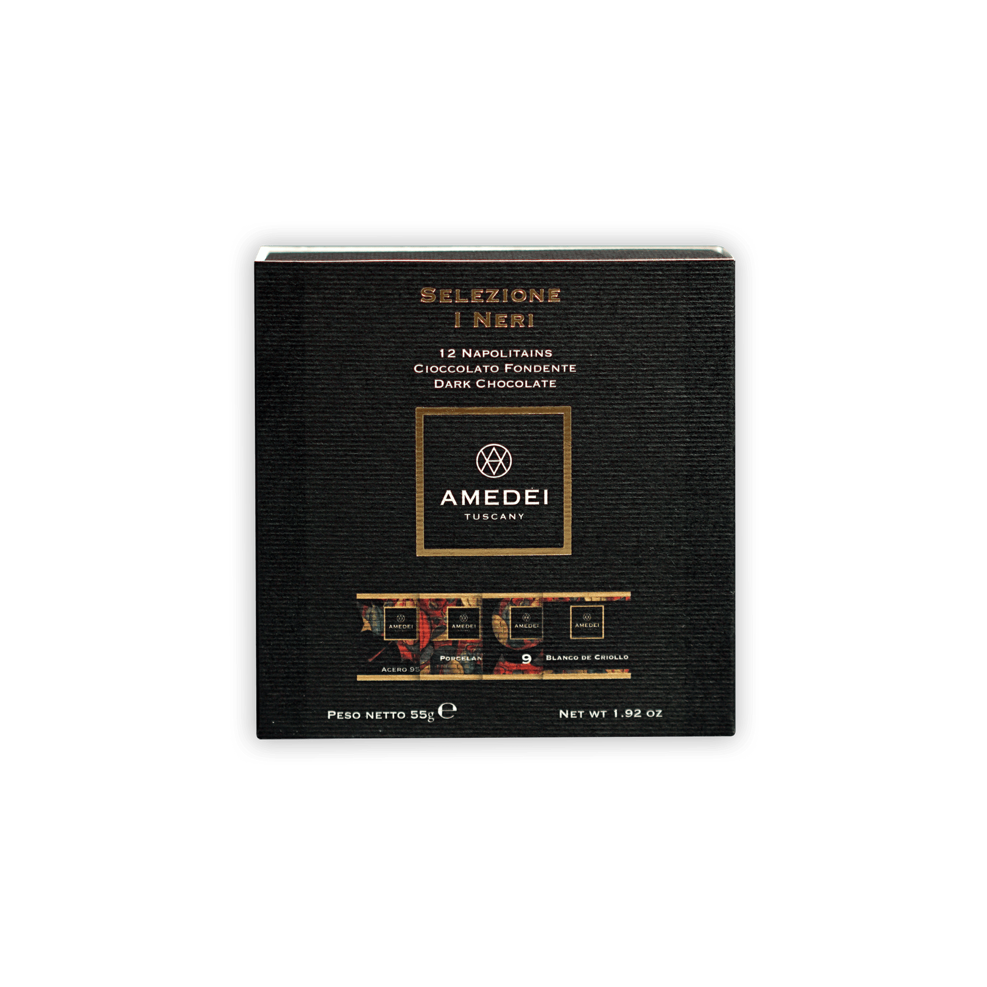 Amedei Tuscany Napolitains I Neri 70% dark chocolate black box 12 pcs