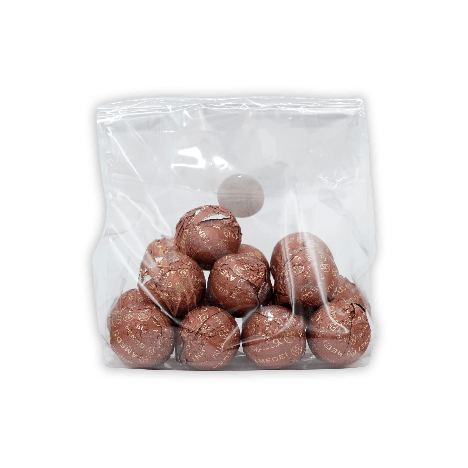 Amedei Pralines Milk w/ Crema Toscana truffles in glossy brown foil