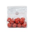 Amedei Pralines Dark w/ Almond Filling in clear bag of red foil-wrapped candies