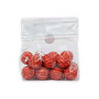 Amedei Pralines Dark w/ Almond Filling in clear bag of red foil-wrapped candies