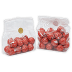 Two Amedei Pralines Dark w/ Almond Filling bags, one sealed, with red foil chocolates