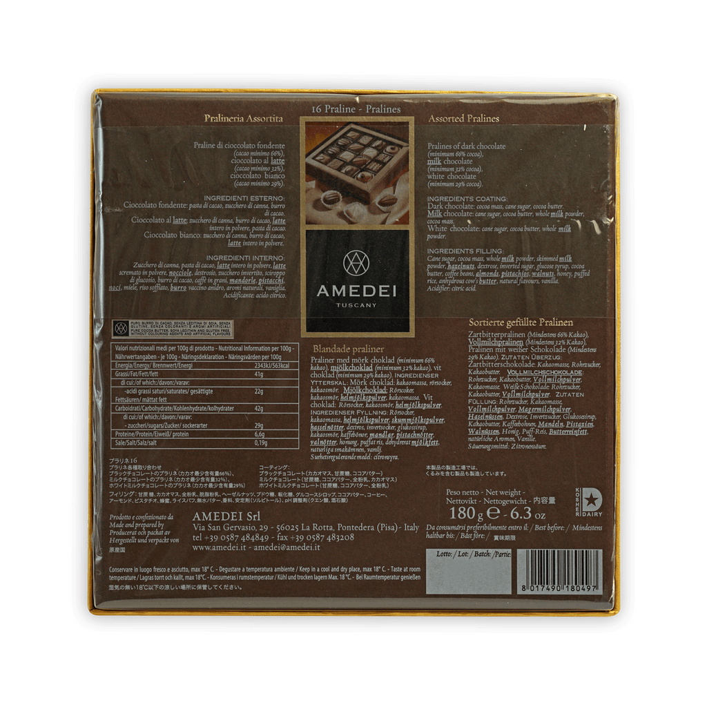 Amedei Turcany assorted pralines in brown box with gold trim, 16 pcs