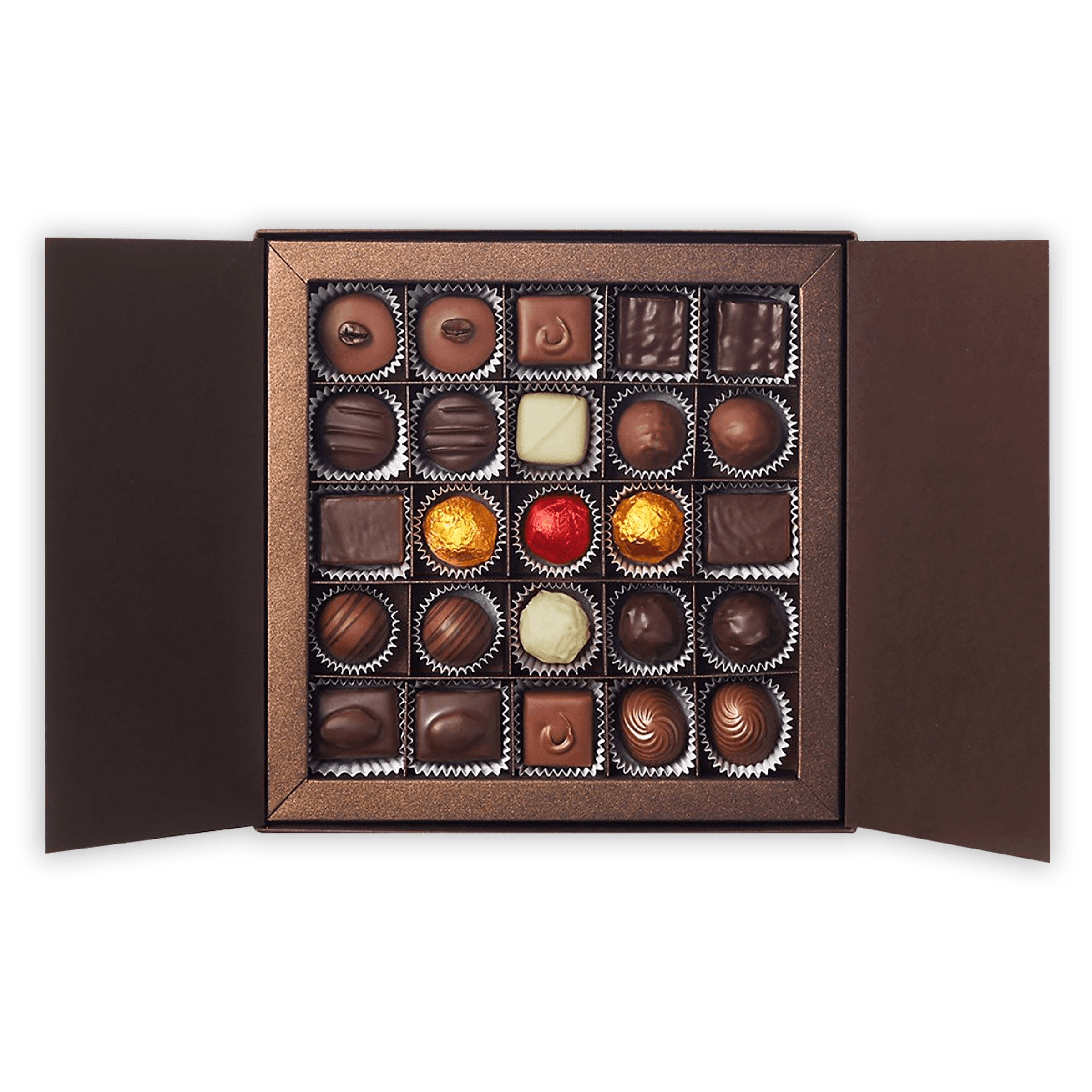 Amedei chocolate pralines gift box with 25 pcs in luxurious dark brown box