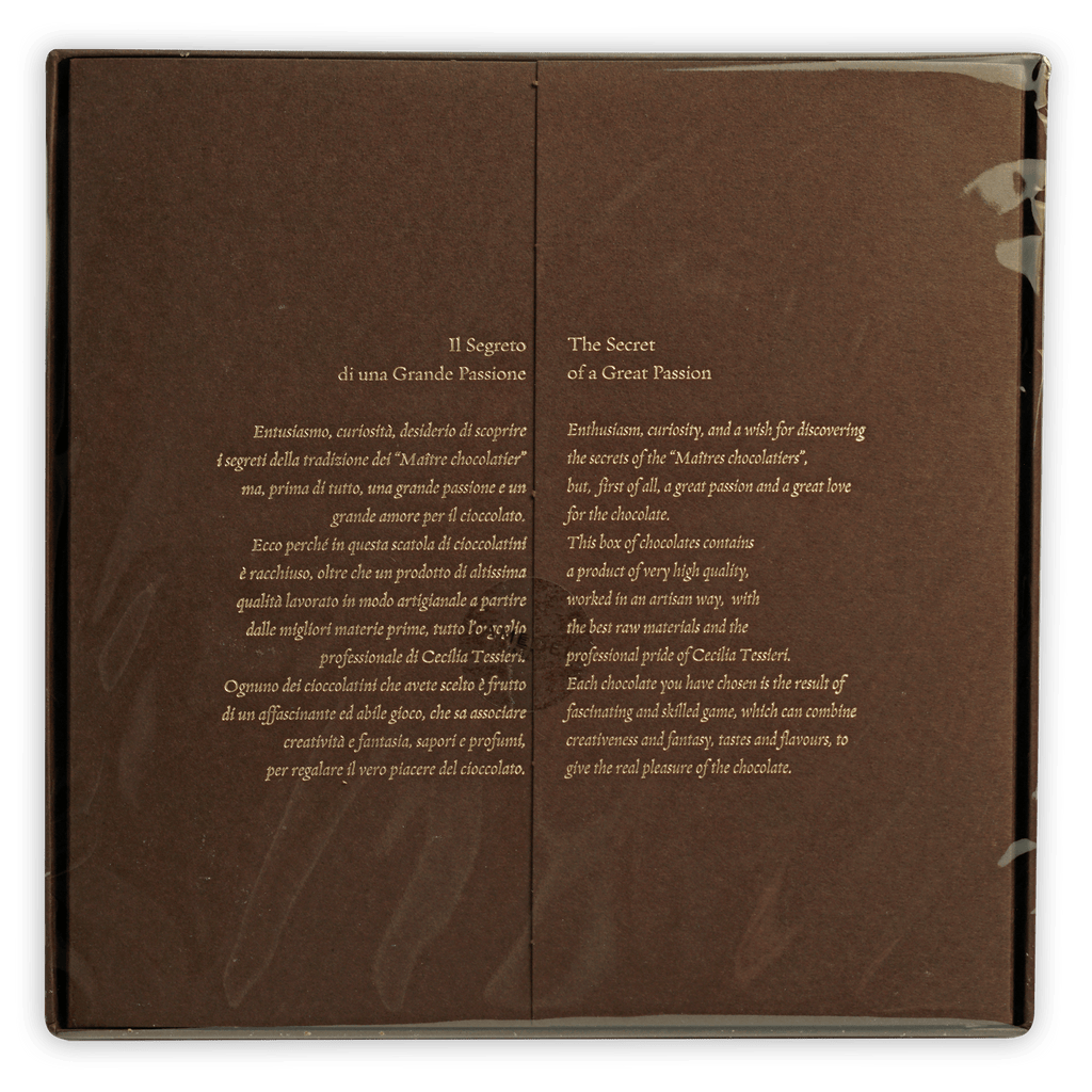 Amedei chocolate pralines gift box 25 pcs brown minimalist bilingual design