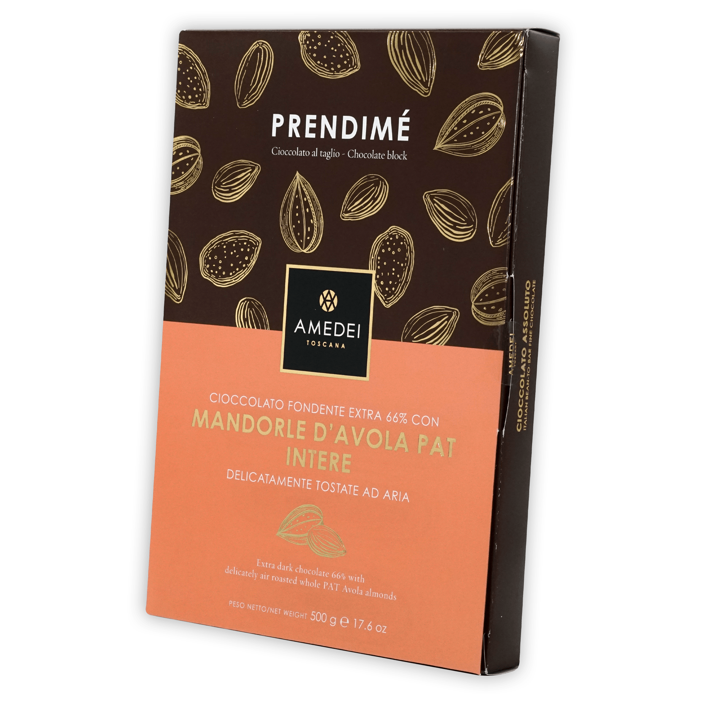 Amedei Prendime 66% dark chocolate with toasted Avola almonds 500g box