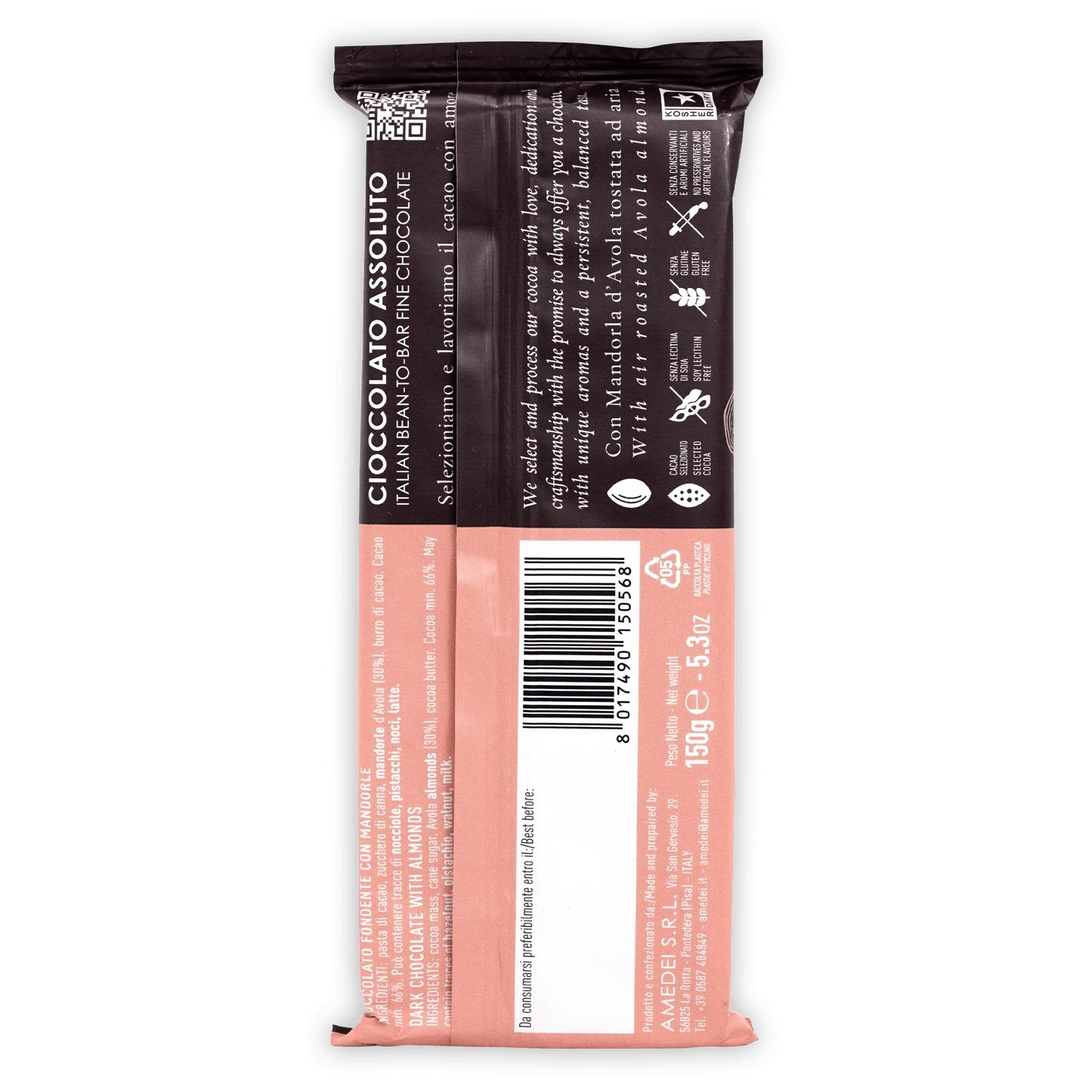 Amedei Prendimé Dark Chocolate w/ Almonds 66% 150g