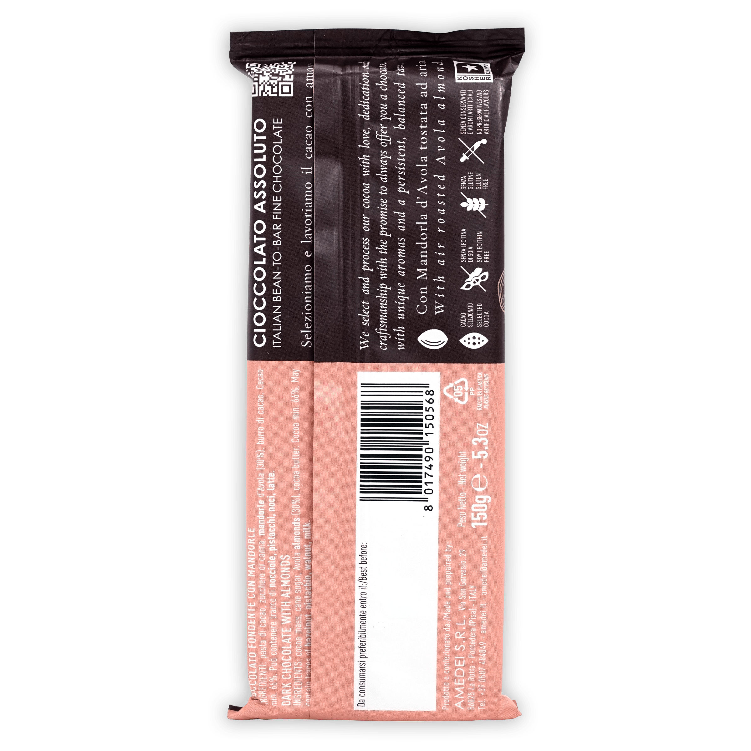 Amedei Prendimé 66% dark chocolate with almonds 150g bar