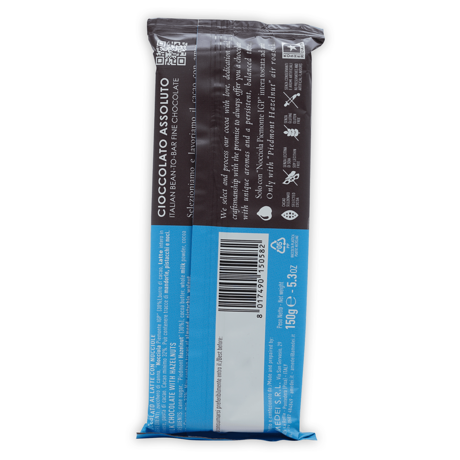 Amedei Prendimé milk chocolate with hazelnuts 150g bar, Italian cocoa