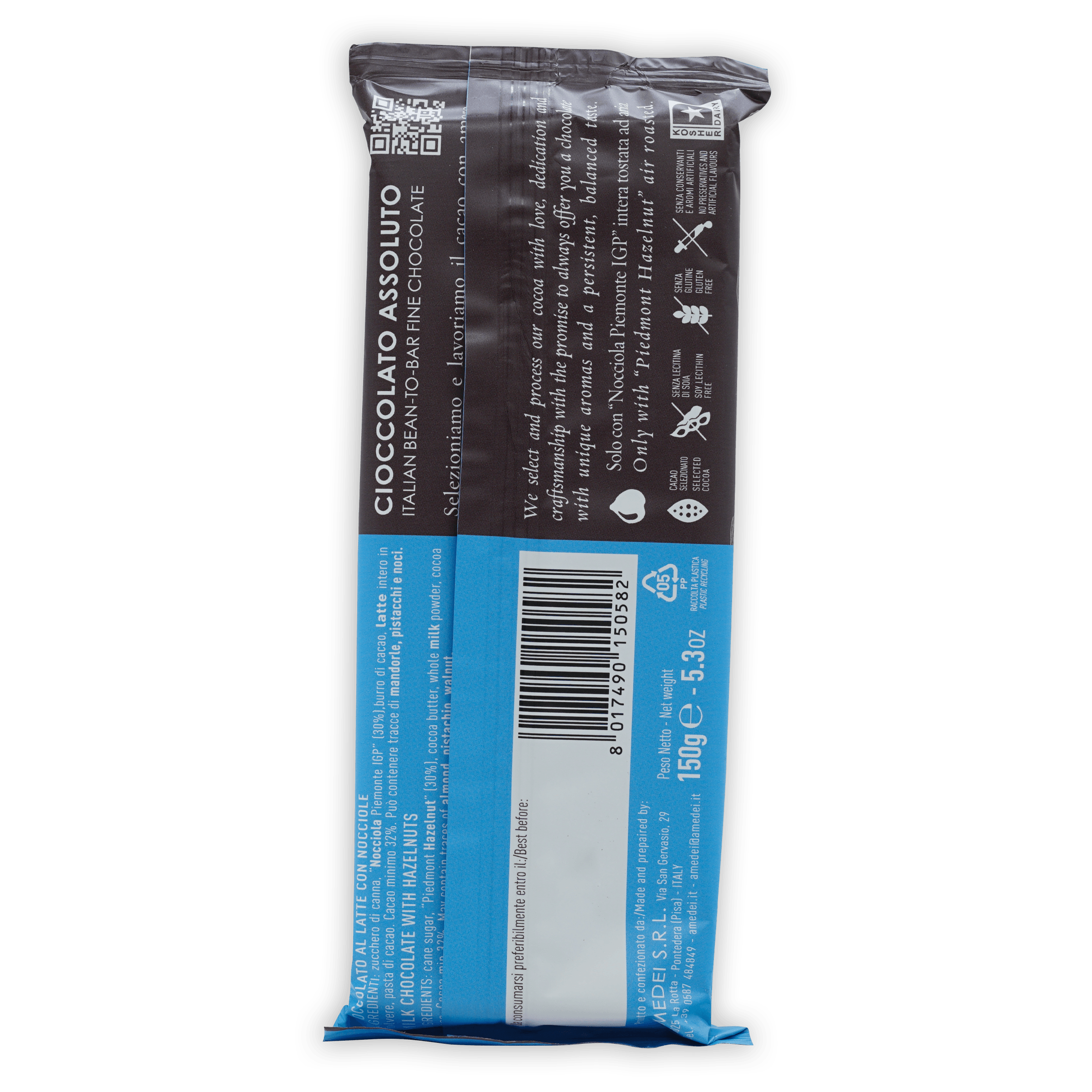 Amedei Prendimé milk chocolate with hazelnuts 150g bar, Italian cocoa