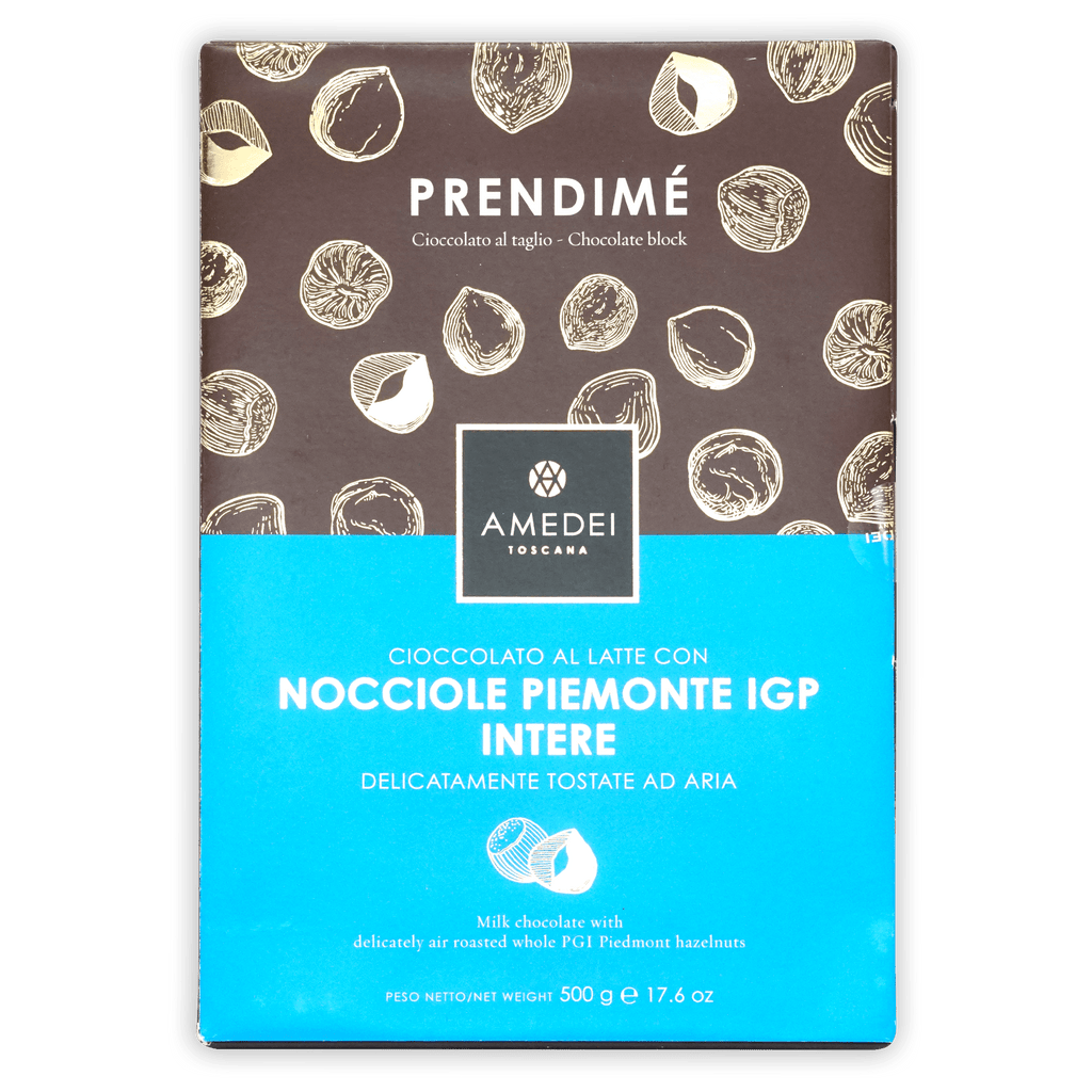 Amedei Prendimé 500g milk chocolate block with Piedmont hazelnuts