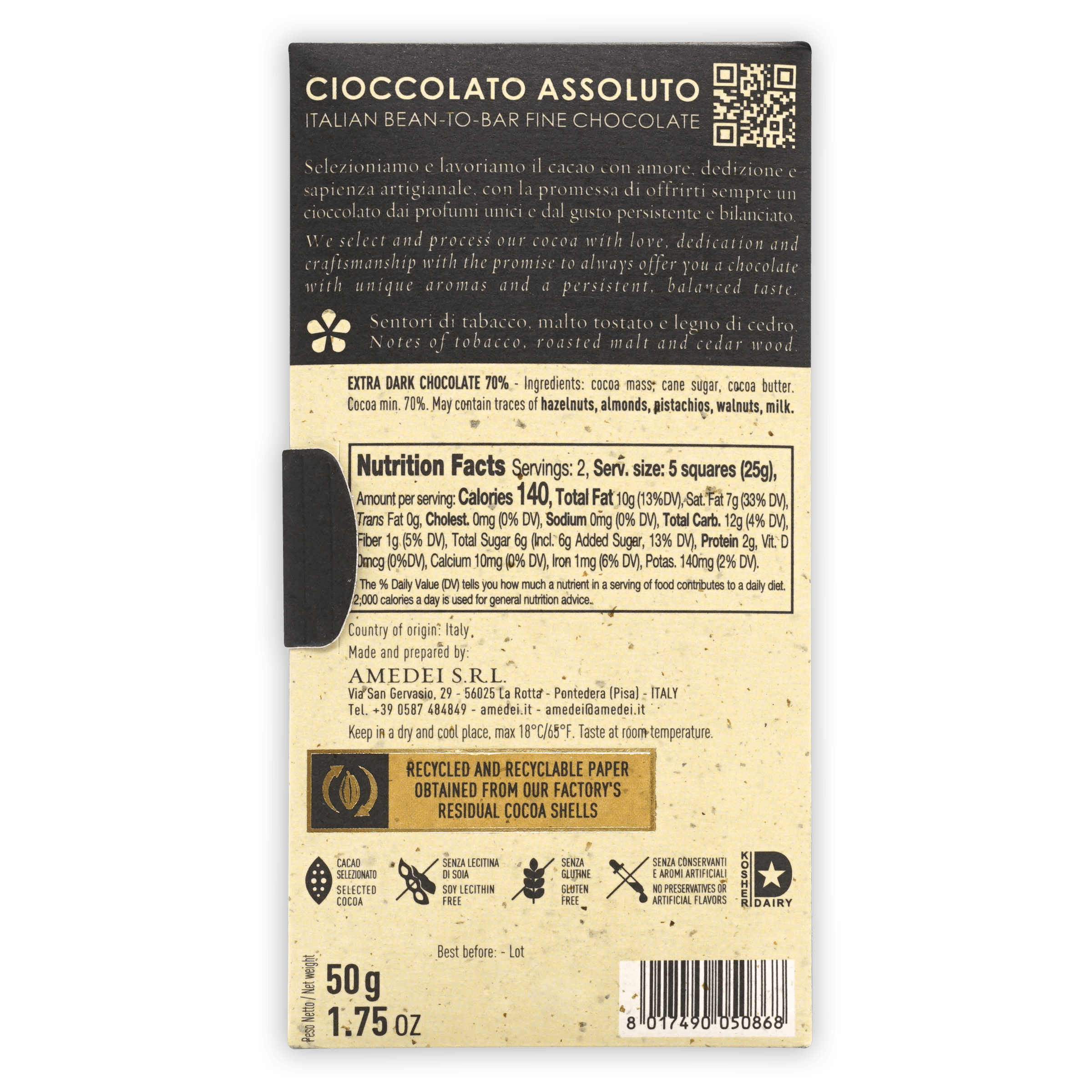 Amedei Toscano Black 70% – Bar & Cocoa