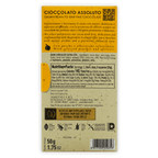 Amedei Toscano Blond 63% yellow beige wrapper with Italian text QR code