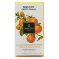 Amedei Toscano Blond 63% extra dark chocolate bar with peach apricot wrapper