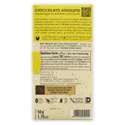 Amedei White Milk Chocolate w/ Pistachios 29%