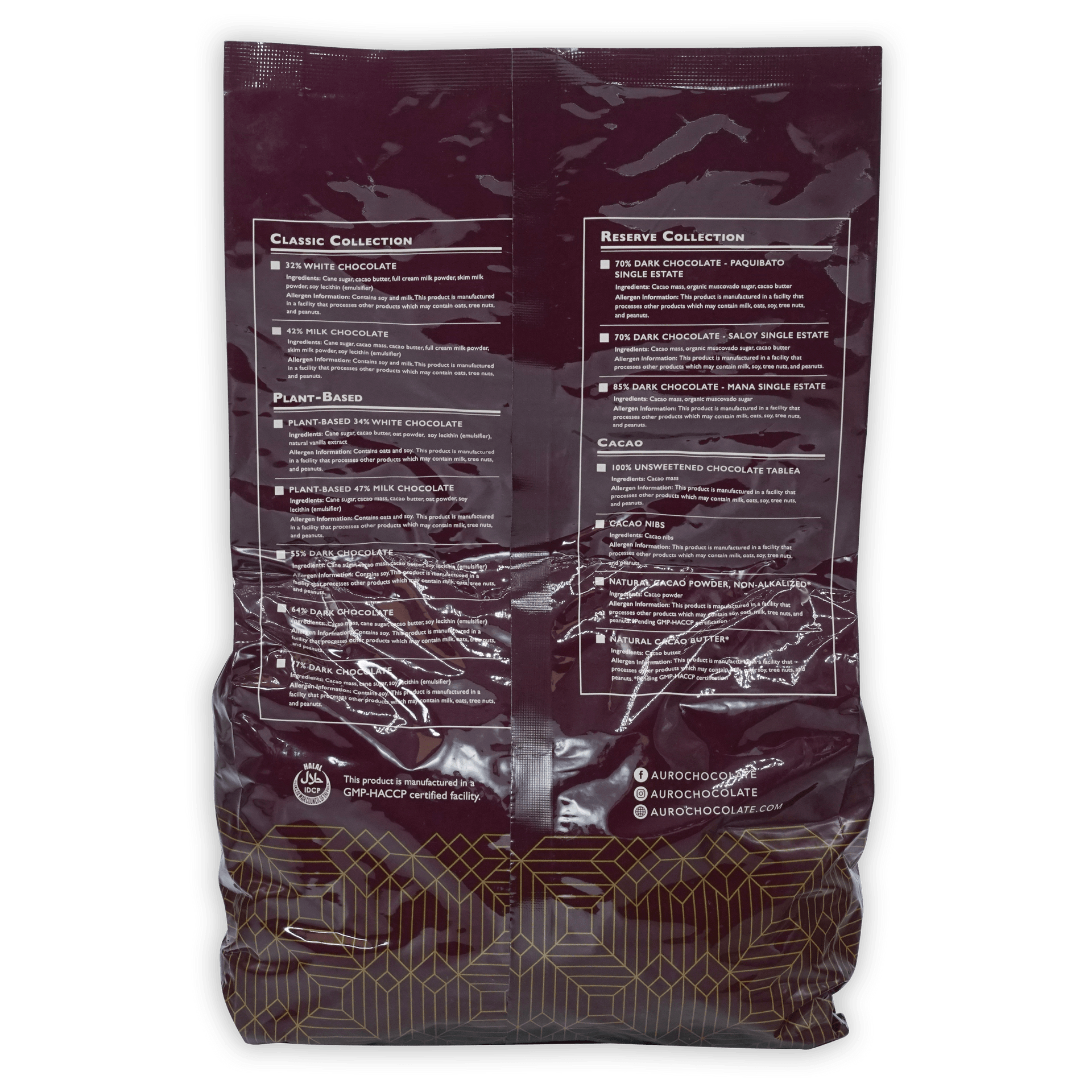 Auro bulk baking dark chocolate unsweetened coins 100% 1kg in glossy purple bag