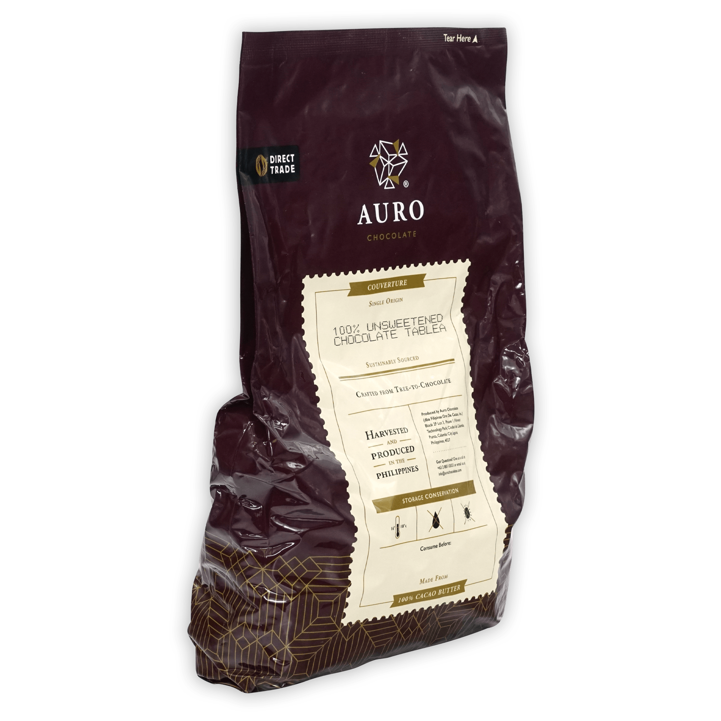 Auro bulk baking dark chocolate unsweetened coins 100% 1kg bag