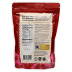 Red resealable pouch of Auro 42% milk chocolate coins, back view