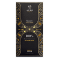 Auro Reserve Saloy 100% dark chocolate bar in black gold foil with leaf patterns