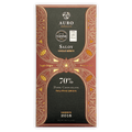 Auro Reserve Saloy 70% dark chocolate bar with ornate red gold leaf wrapper