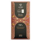 Auro Reserve Saloy 70% dark chocolate bar with ornate red gold leaf wrapper