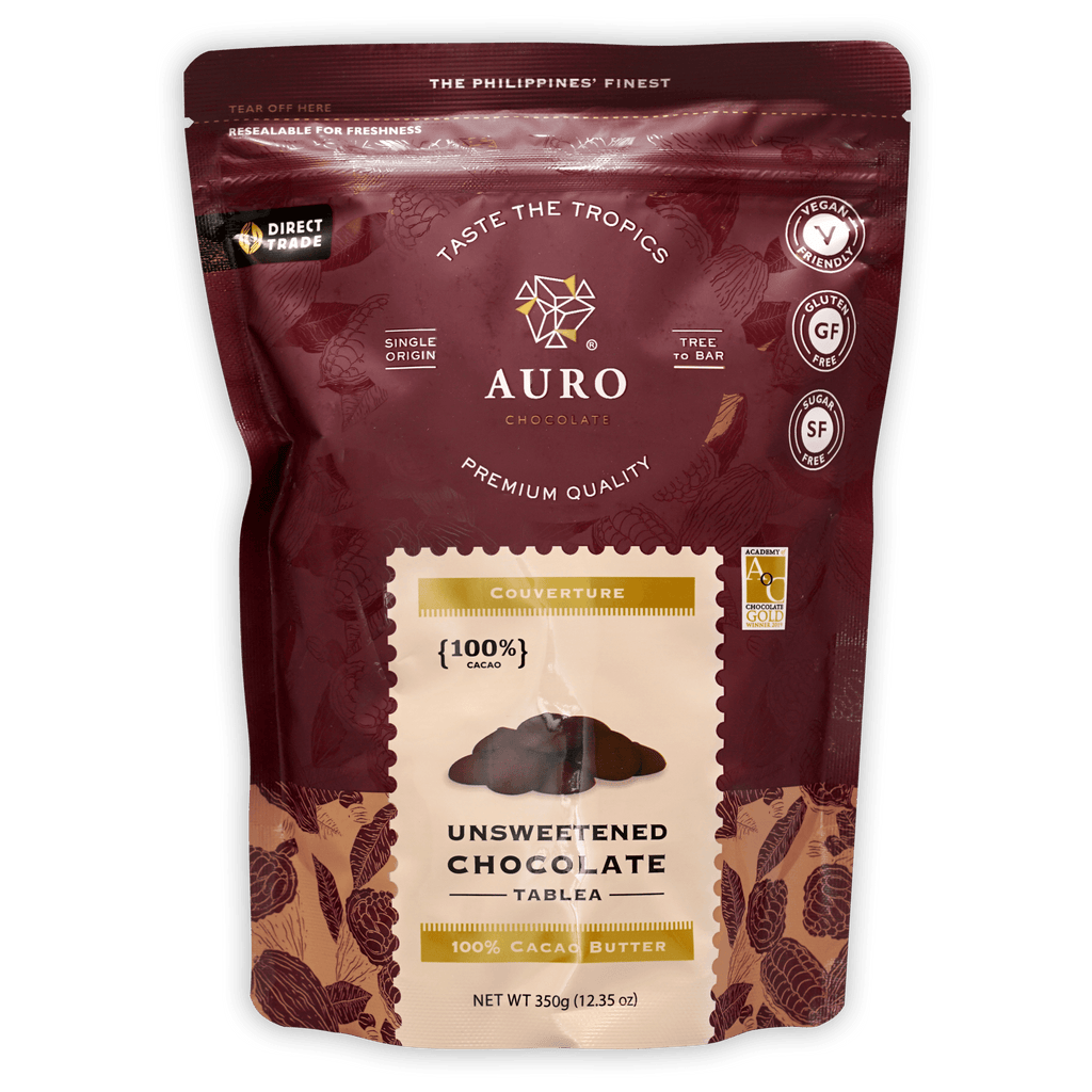 Auro Unsweetened Dark Chocolate Coins 100% tablea 350g bag