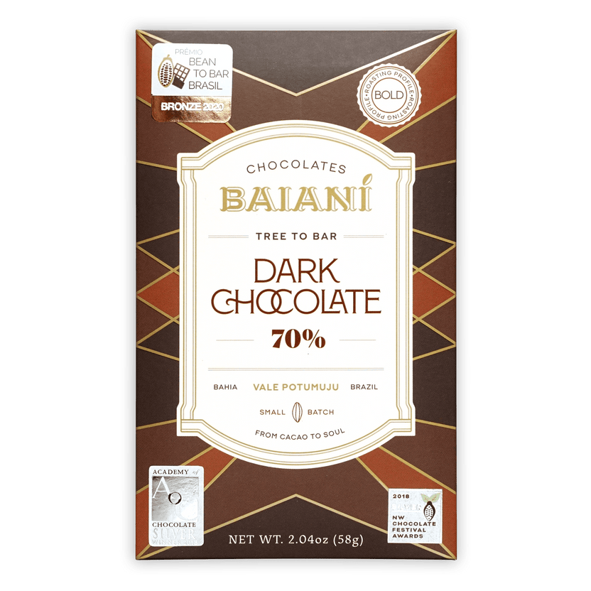 Baiani Bold Roast Trinitario 70% dark chocolate bar from Brazil